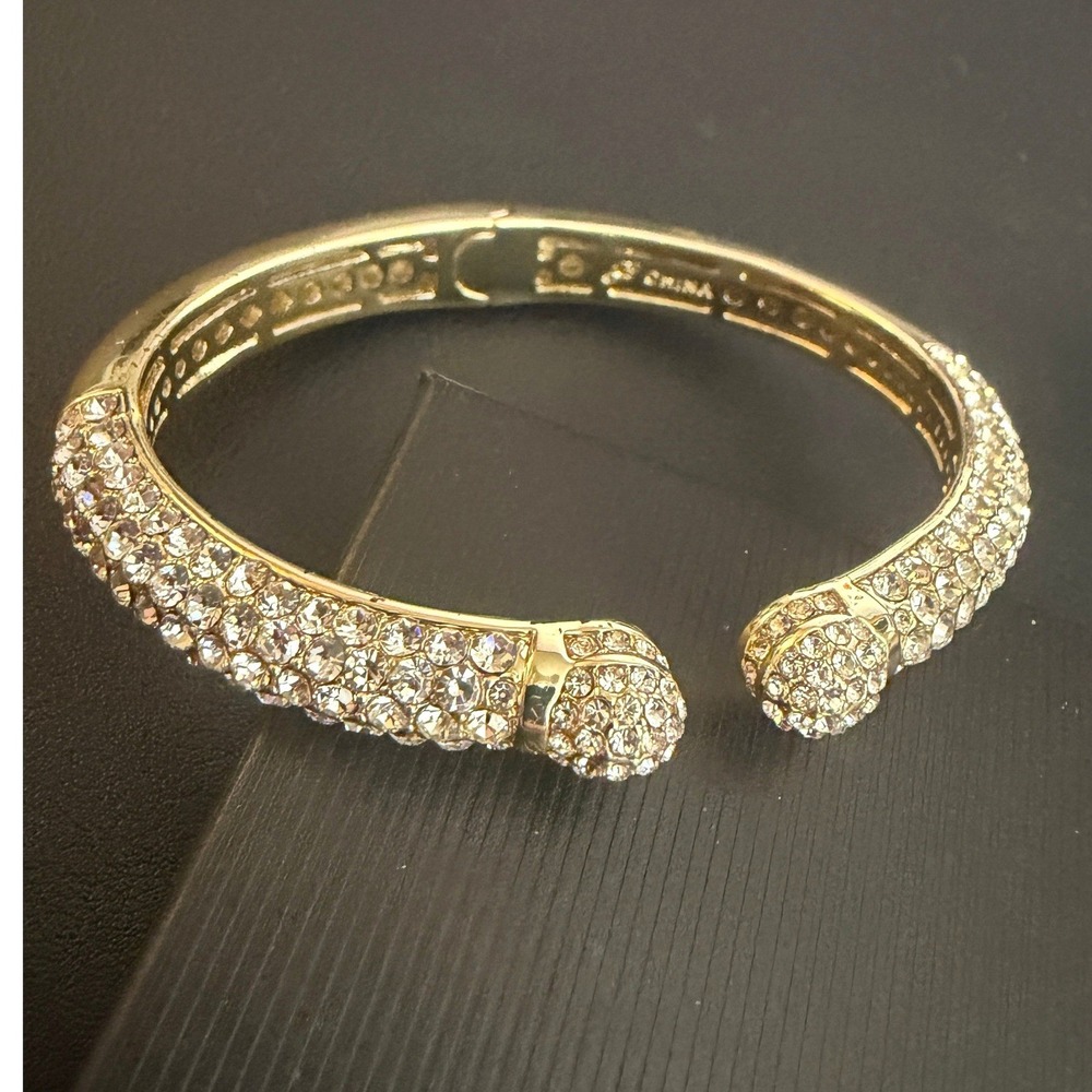 Joan Boyce Bracelet Kissable Rhinestone Gold Tone